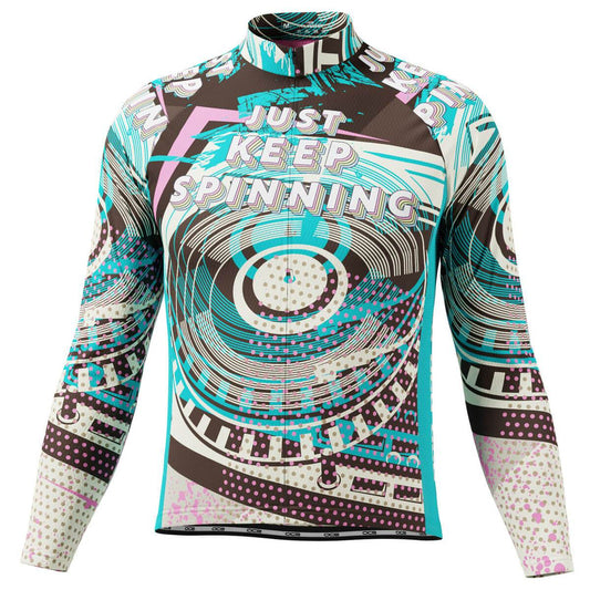 Men's Just Keep Spinning DJ Long Sleeve Cycling Jersey
