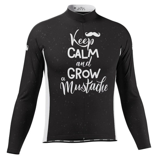 Men's Keep Calm and Mustache Long Sleeve Cycling Jersey