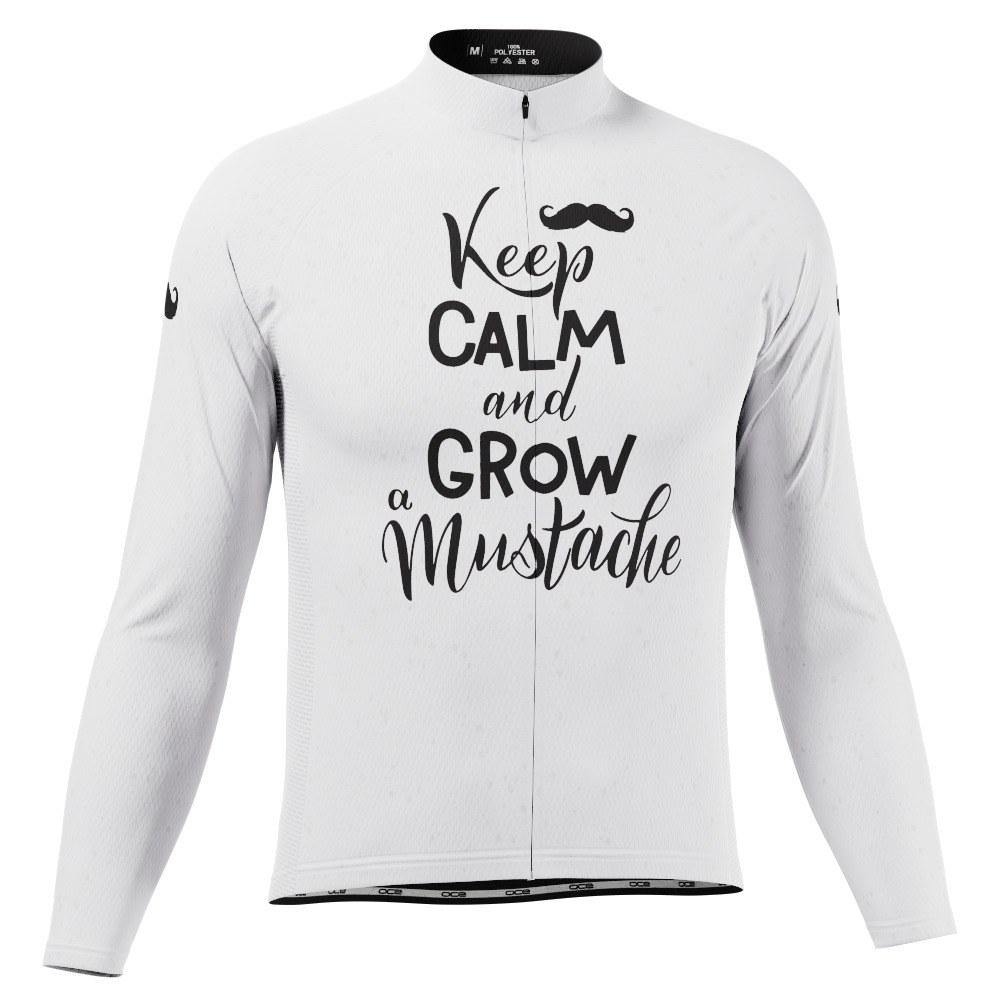 Men's Keep Calm and Mustache Long Sleeve Cycling Jersey