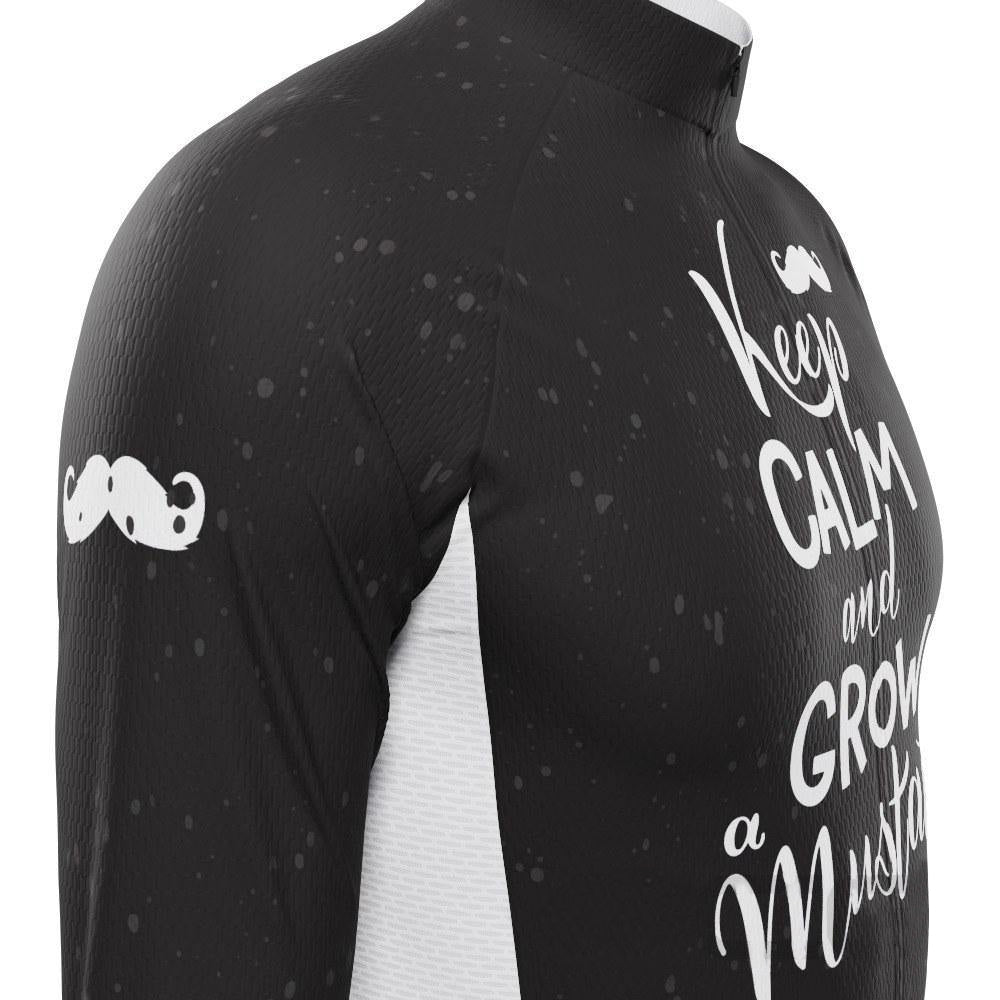 Men's Keep Calm and Mustache Long Sleeve Cycling Jersey