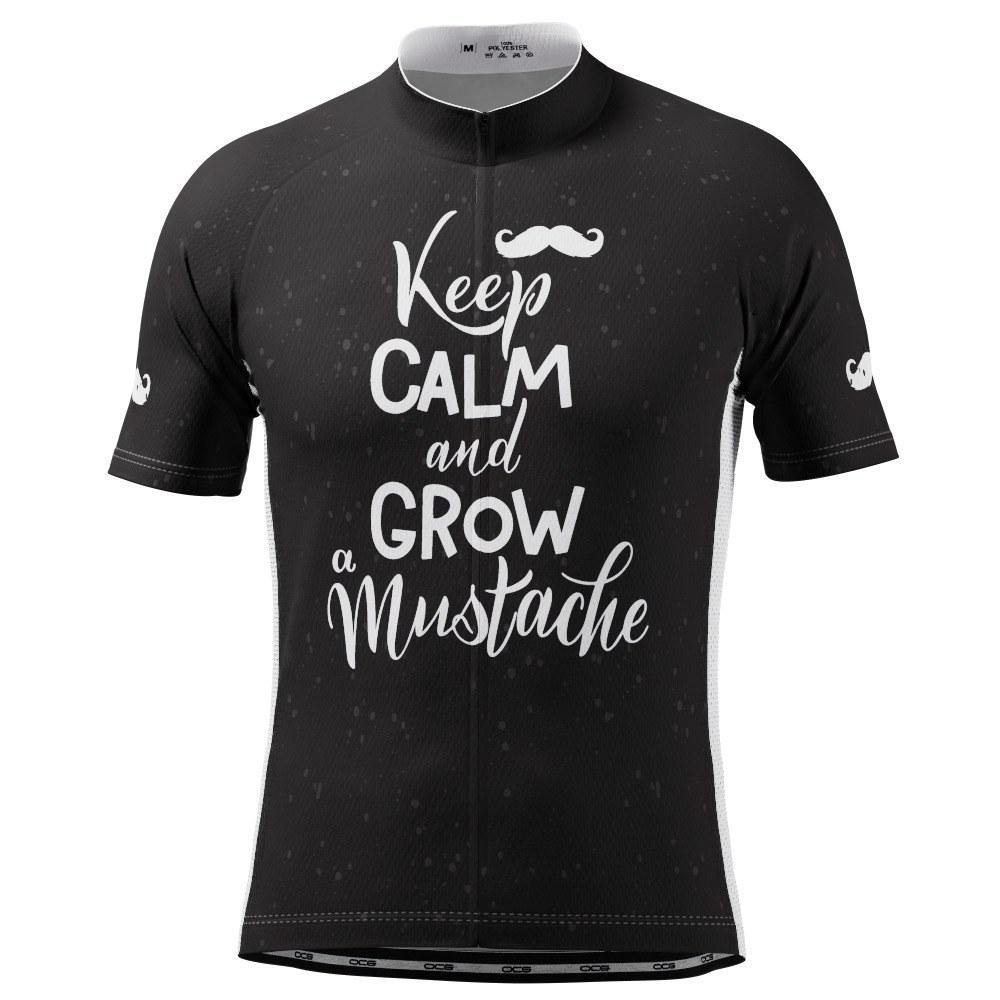 Men's Keep Calm and Mustache Short Sleeve Cycling Jersey