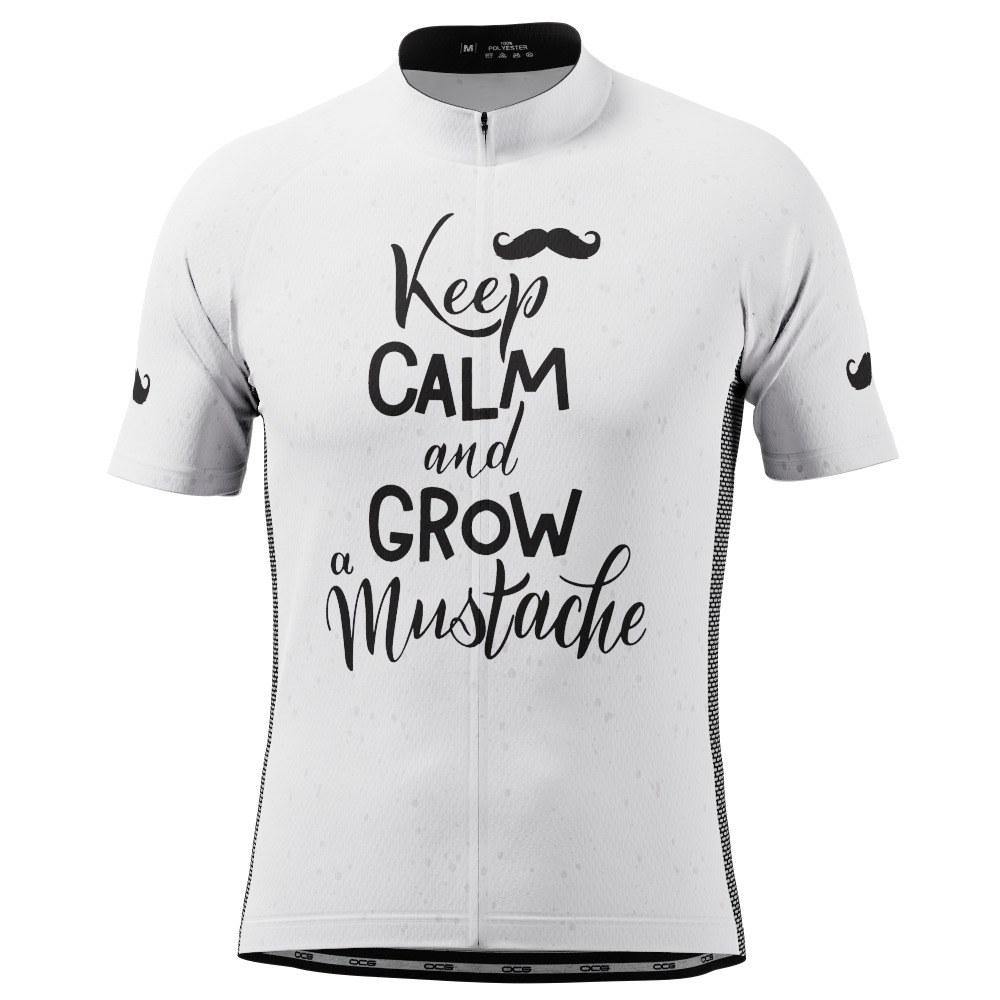 Men's Keep Calm and Mustache Short Sleeve Cycling Jersey