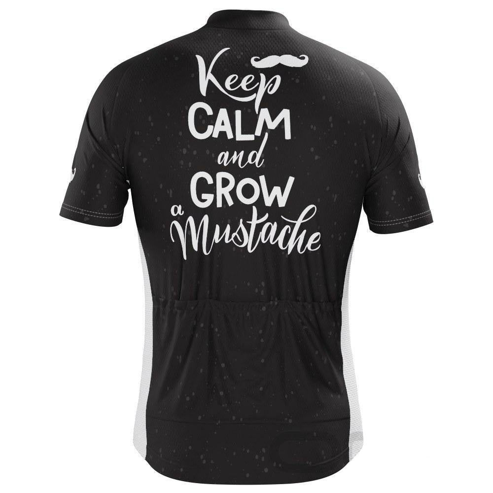 Men's Keep Calm and Mustache Short Sleeve Cycling Jersey