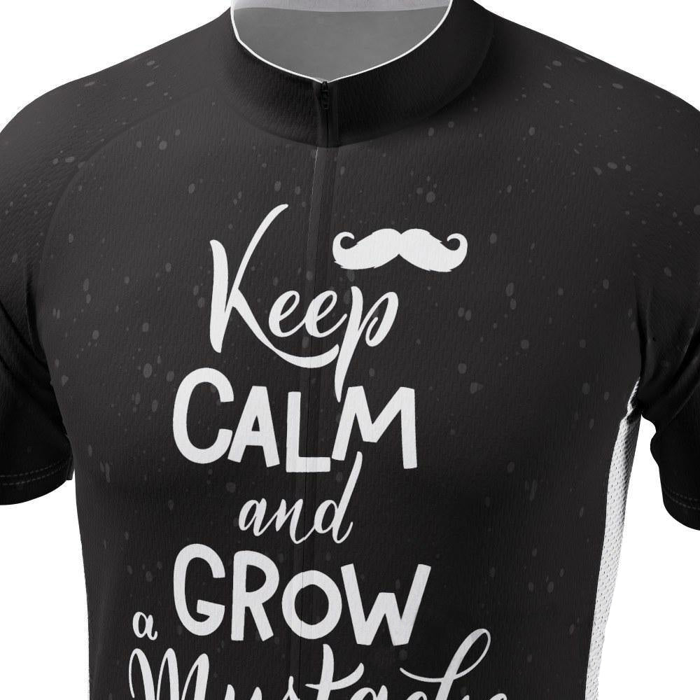 Men's Keep Calm and Mustache Short Sleeve Cycling Jersey