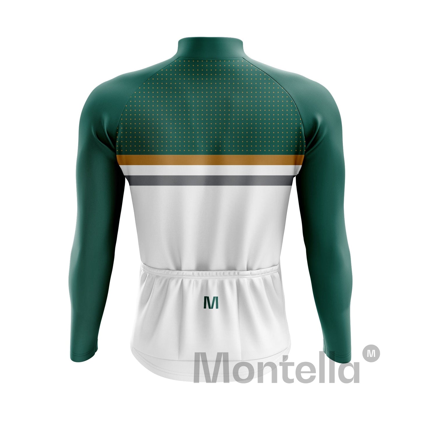 Men's Green White Long Sleeve Cycling Jersey