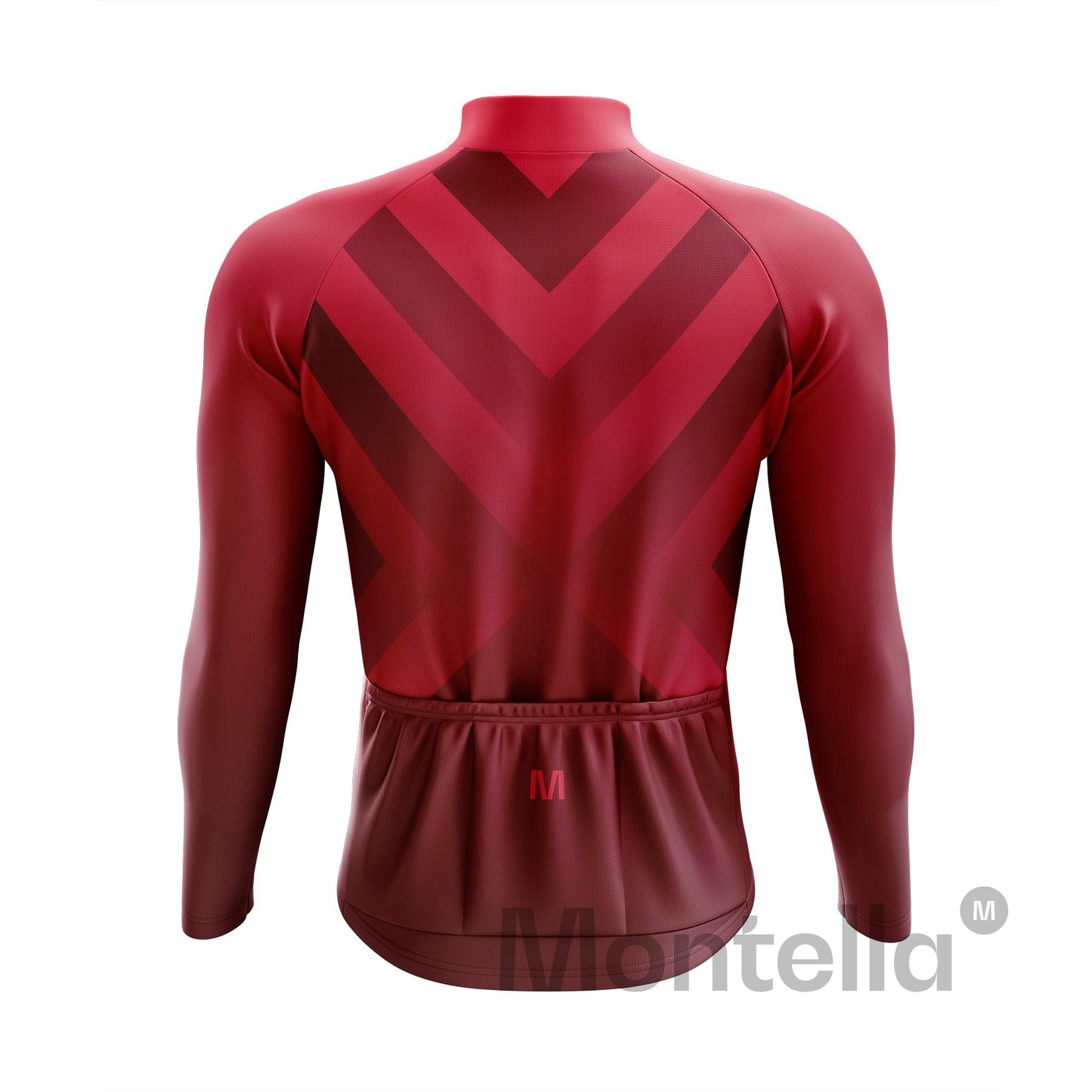 Men's Red Gradient Long Sleeve Cycling Jersey