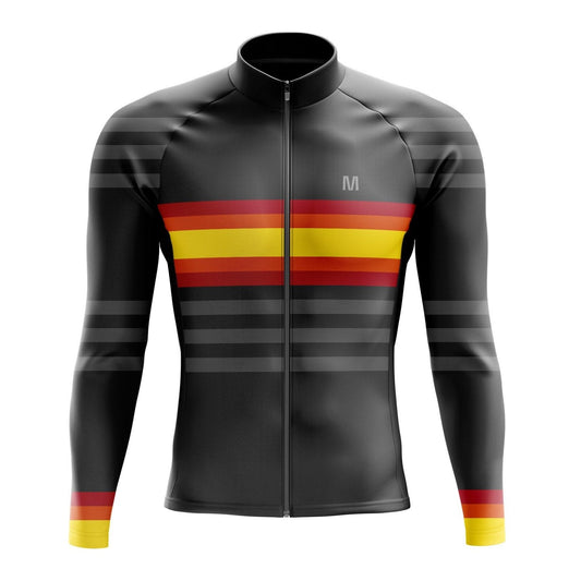 Men's Grey Orange Long Sleeve Cycling Jersey