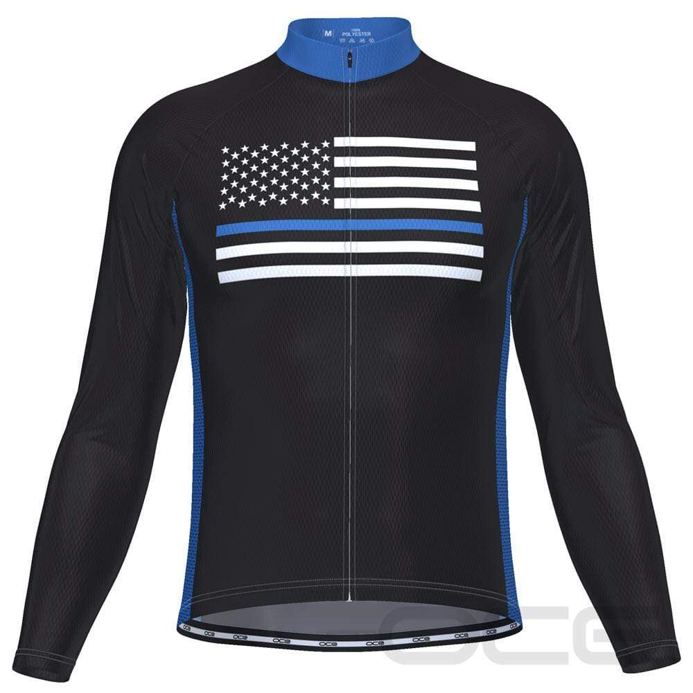 Men's Thin Blue Line American Icon Long Sleeve Cycling Jersey