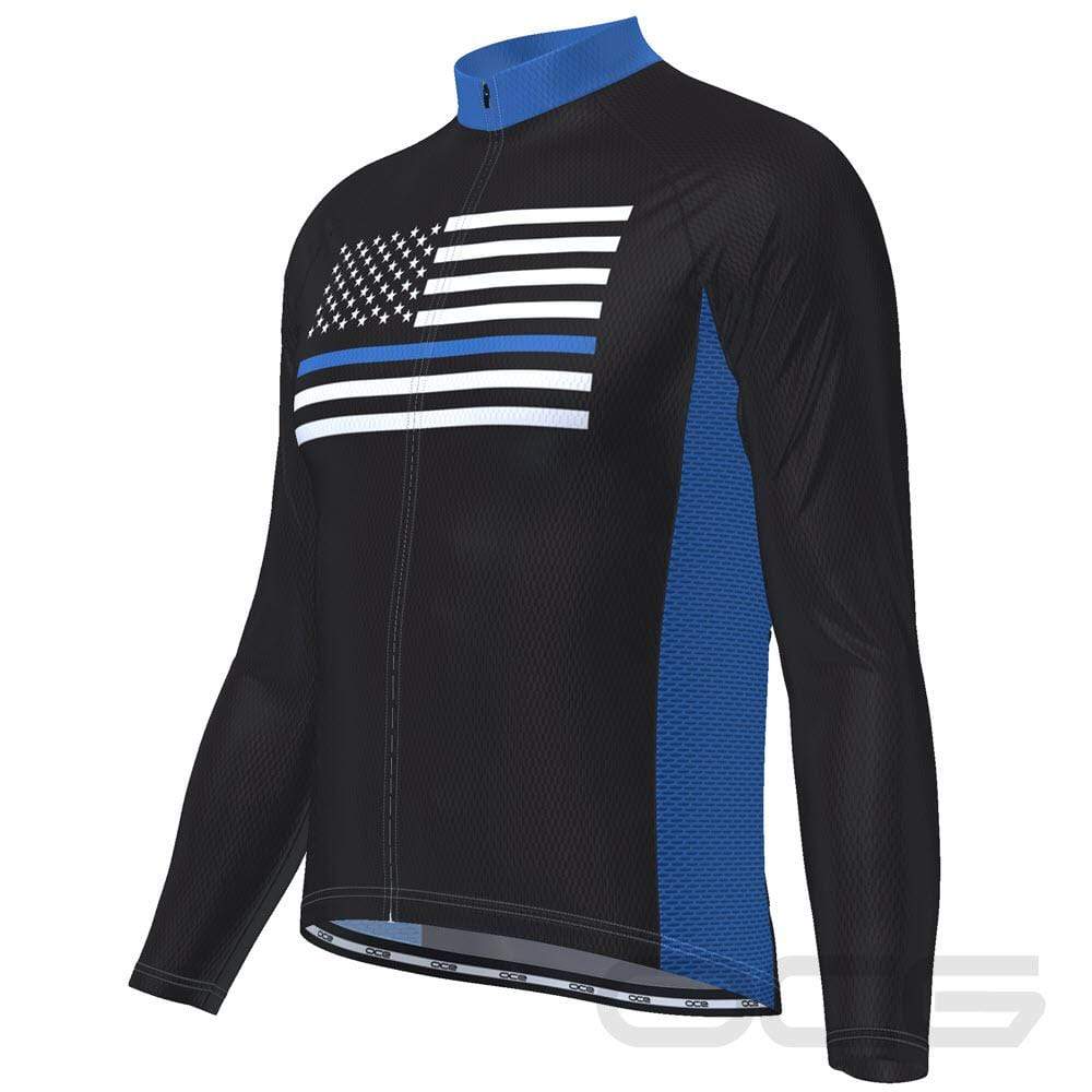 Men's Thin Blue Line American Icon Long Sleeve Cycling Jersey
