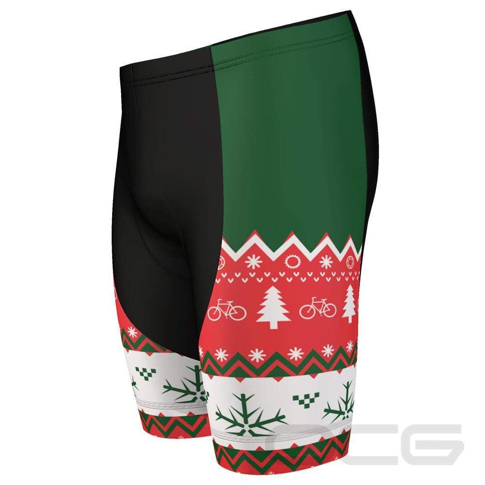 Men's Ugly Christmas Sweater Gel Padded Cycling Shorts