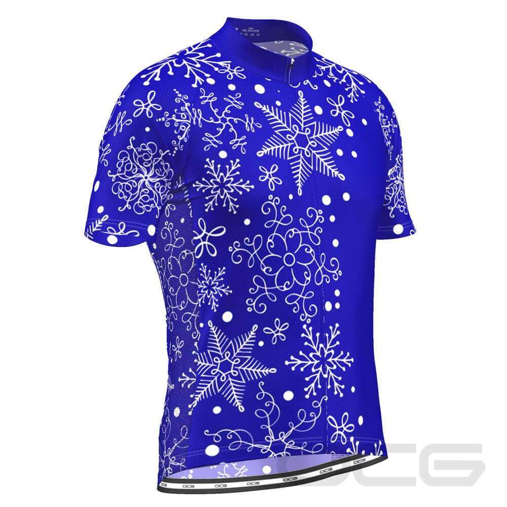 Men's Festive Snowflake Short Sleeve Cycling Jersey