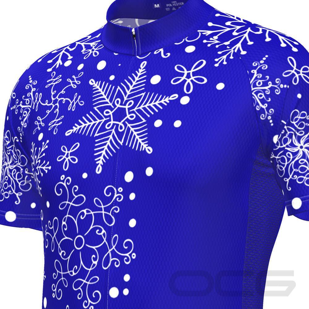 Men's Festive Snowflake Short Sleeve Cycling Jersey