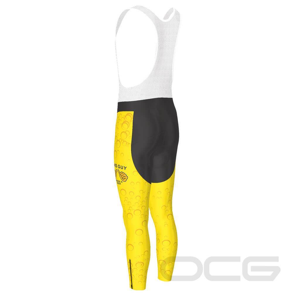 Men's This Guy Needs a Beer Gel Padded Cycling Bib-Tights