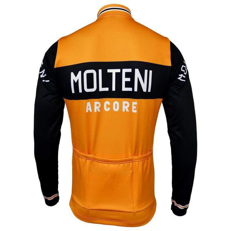 Men's Retro Molteni Orange Long Sleeve Cycling Jersey
