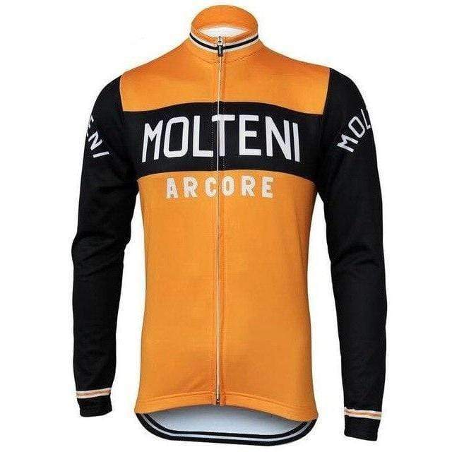Men's Retro Molteni Orange Long Sleeve Cycling Jersey