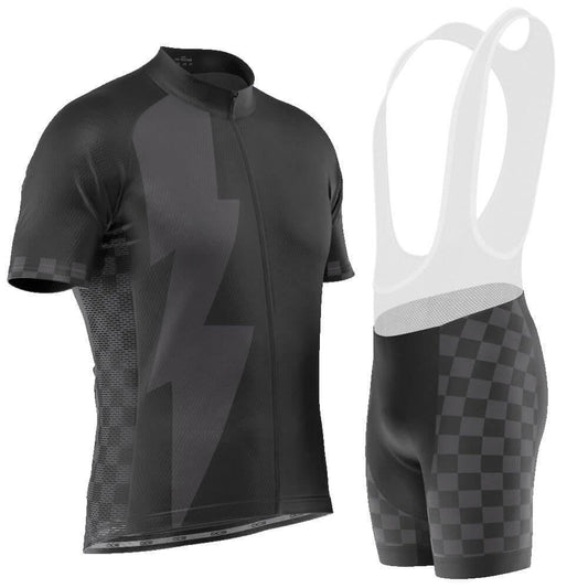 Men's Black Lightning 2 Piece Cycling Kit