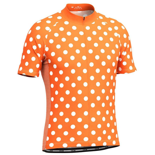 Men's High Viz Orange Polka Dot Short Sleeve Cycling Jersey