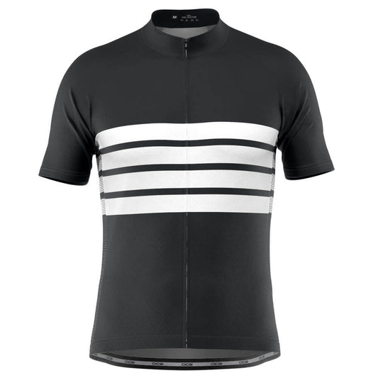 Men's Retro Four Stripe Black Short Sleeve Cycling Jersey