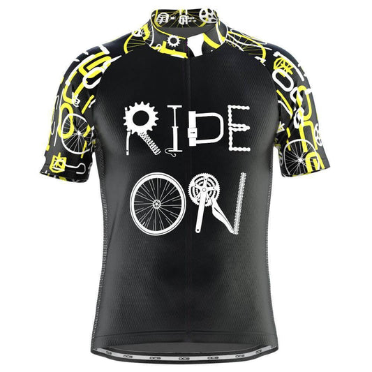 Men's Black Ride On Short Sleeve Cycling Jersey