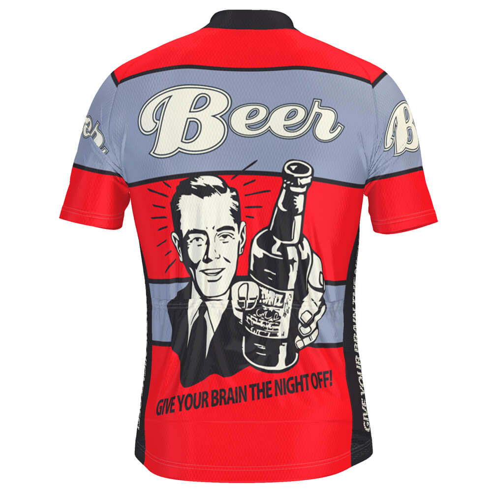 Men's Give Your Brain The Night Off Beer Short Sleeve Cycling Jersey