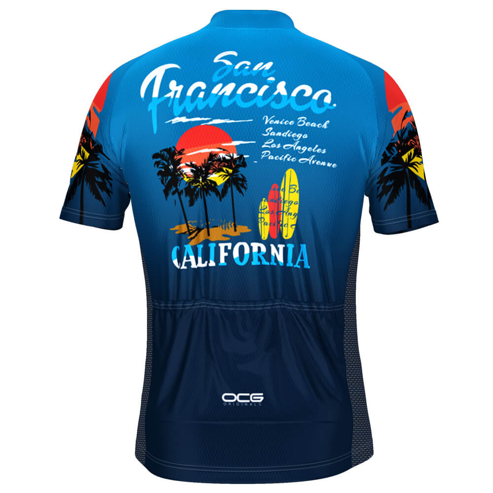 Men's San Francisco California Beach US State Icon Short Sleeve Cycling Jersey