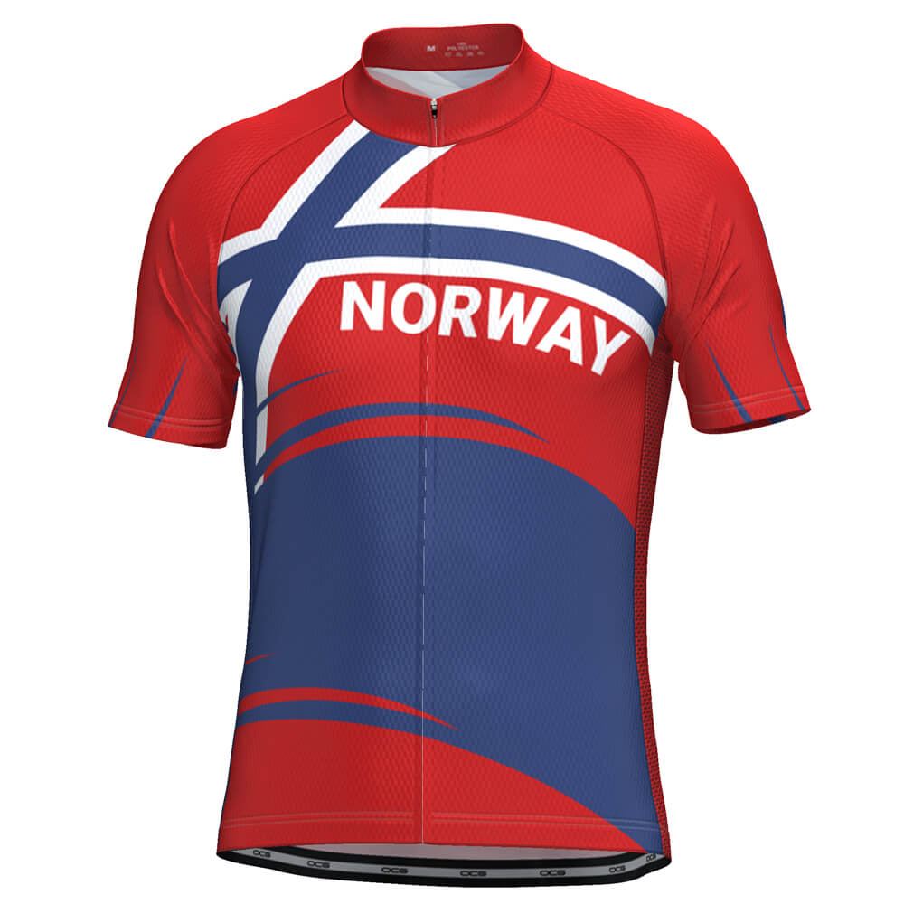 Men's Norway Bold National Flag Short Sleeve Cycling Jersey