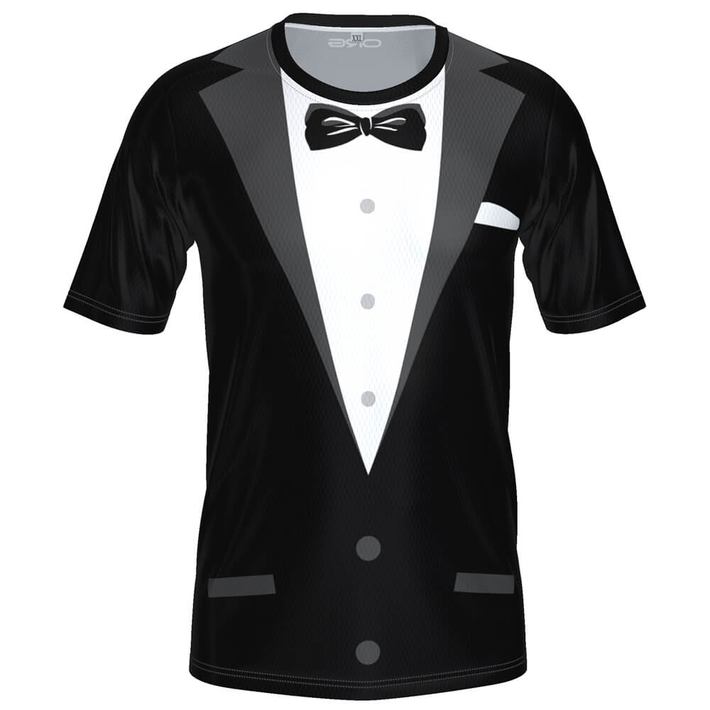 Men's Groom Formal Suit and Bow Short Sleeve Running Shirt