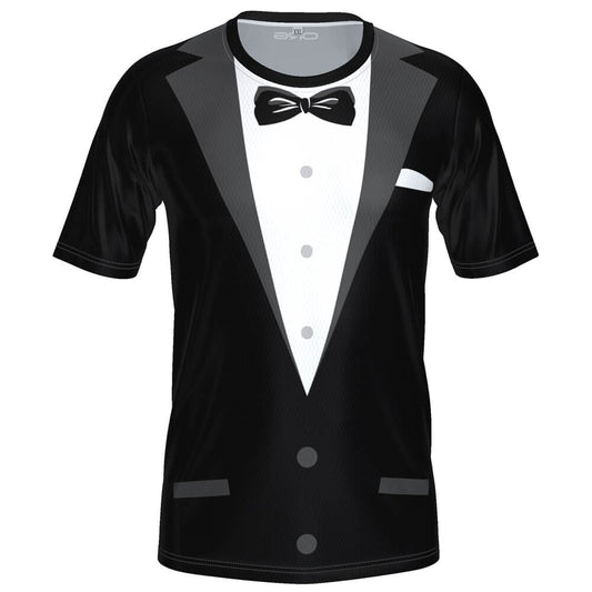 Men's Groom Formal Suit and Bow Short Sleeve Running Shirt