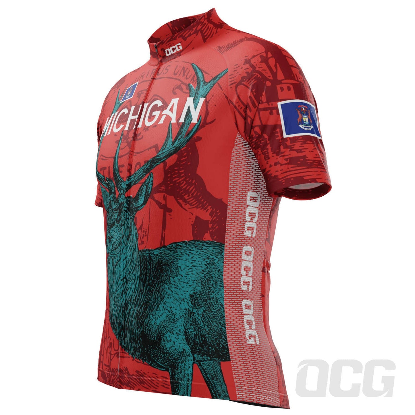 Men's Michigan US State Icon Short Sleeve Cycling Jersey