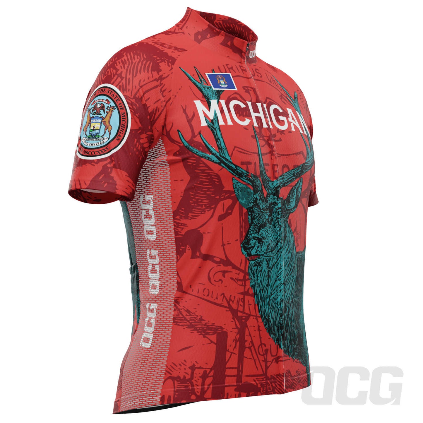 Men's Michigan US State Icon Short Sleeve Cycling Jersey