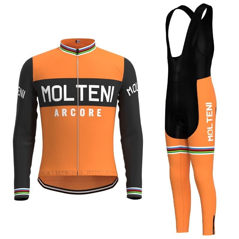 Molteni Retro Cycling Jersey Long Set Orange