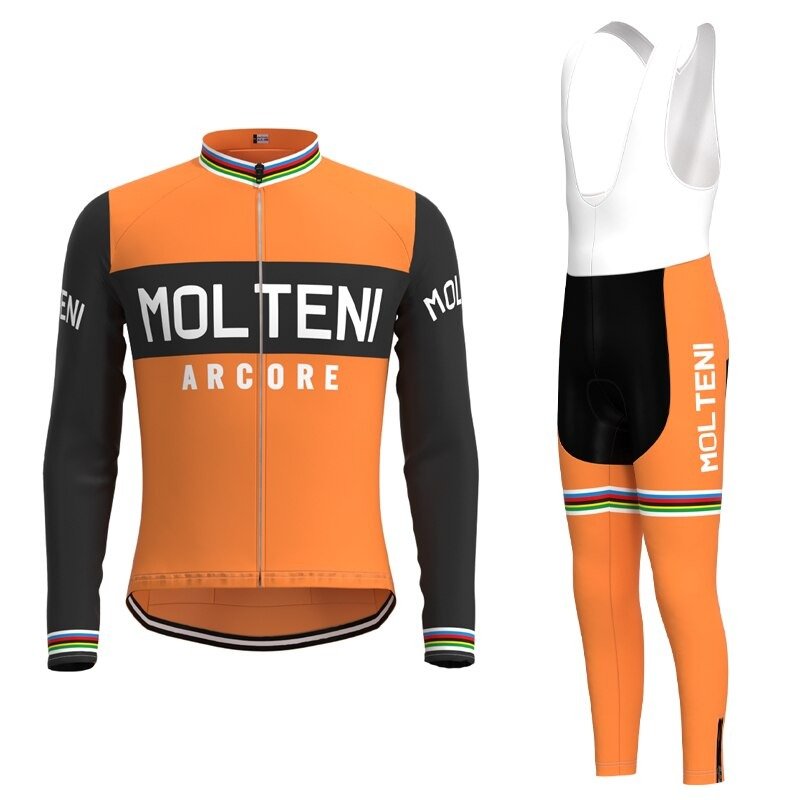 Molteni Retro Cycling Jersey Long Set Orange