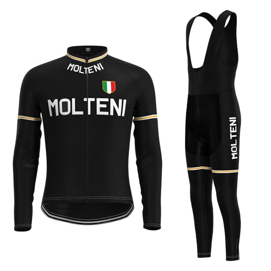 Molteni Retro Cycling Jersey Long Set Black