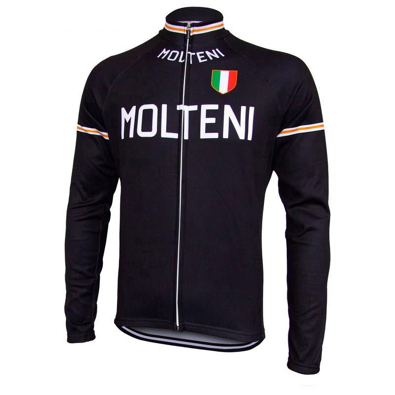 Molteni Black Long Sleeve Retro Cycling Jersey