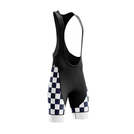 Men's White Blue Squares Cycling Bib Shorts