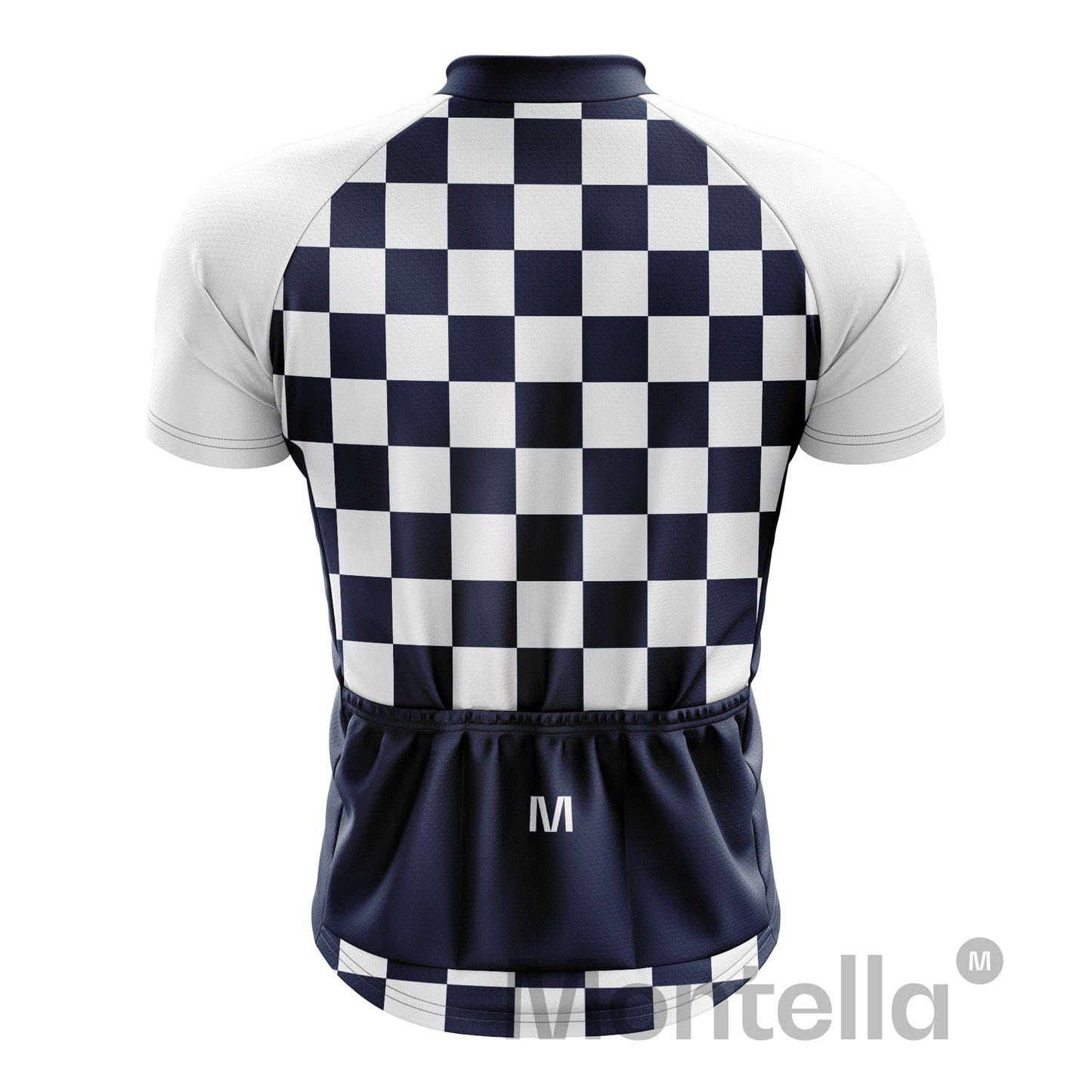 Men's White Blue Squares Cycling Jersey or Bibs