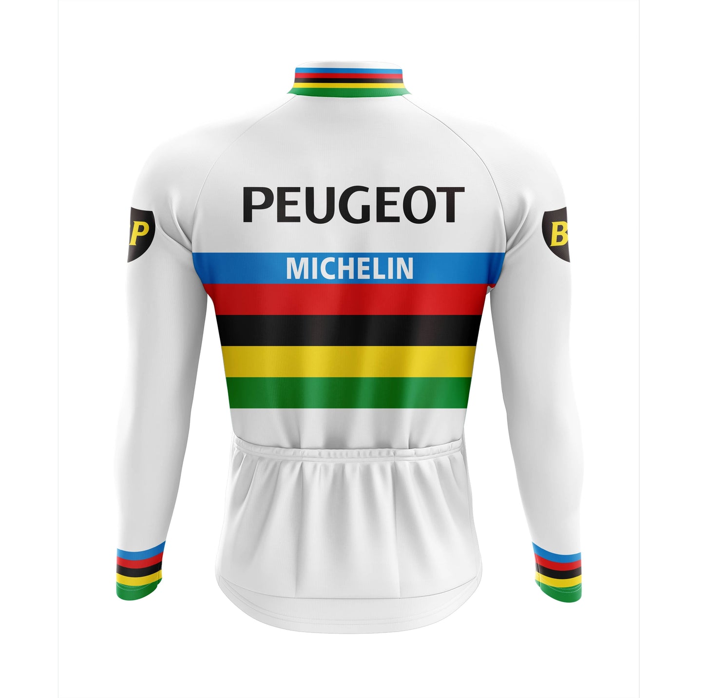 Men's Peugeot White Long Sleeve Cycling Jersey