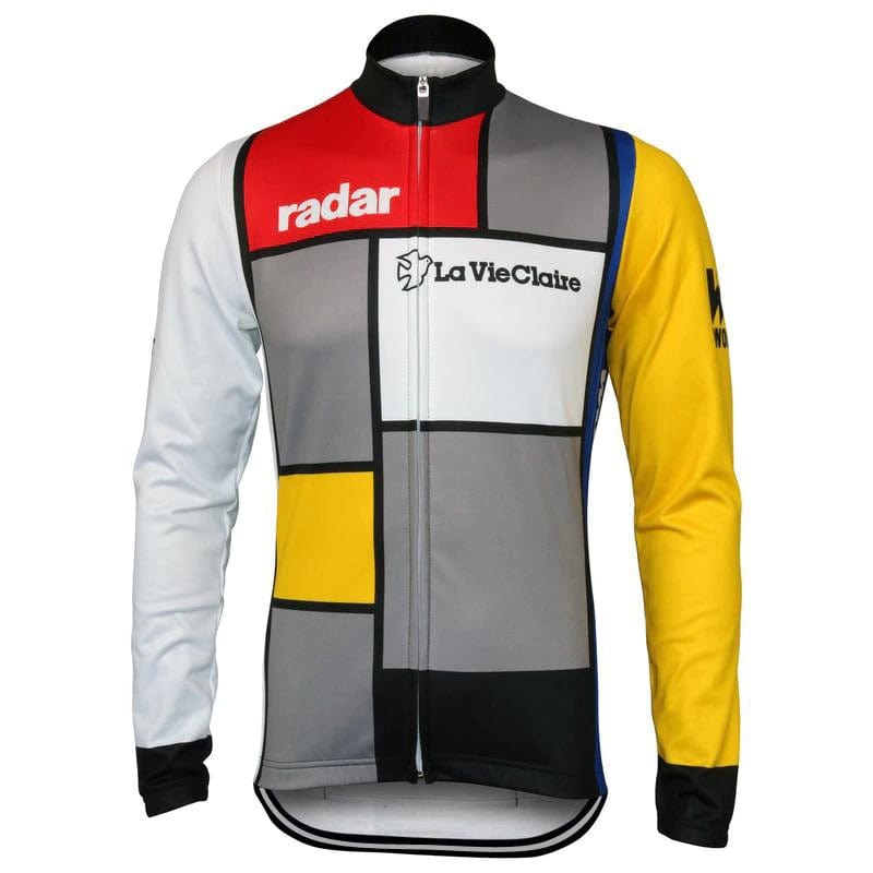 Men's Retro 1985 La Vie Claire Men's Long Sleeve Cycling Jersey