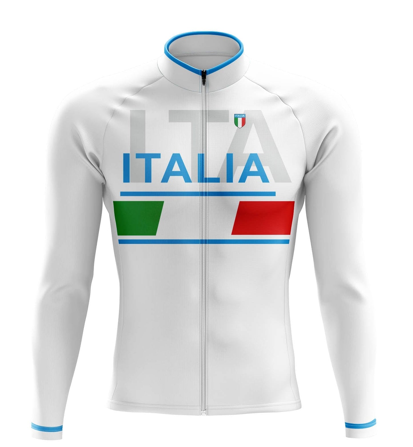 Italia White Long Sleeve Cycling Jersey