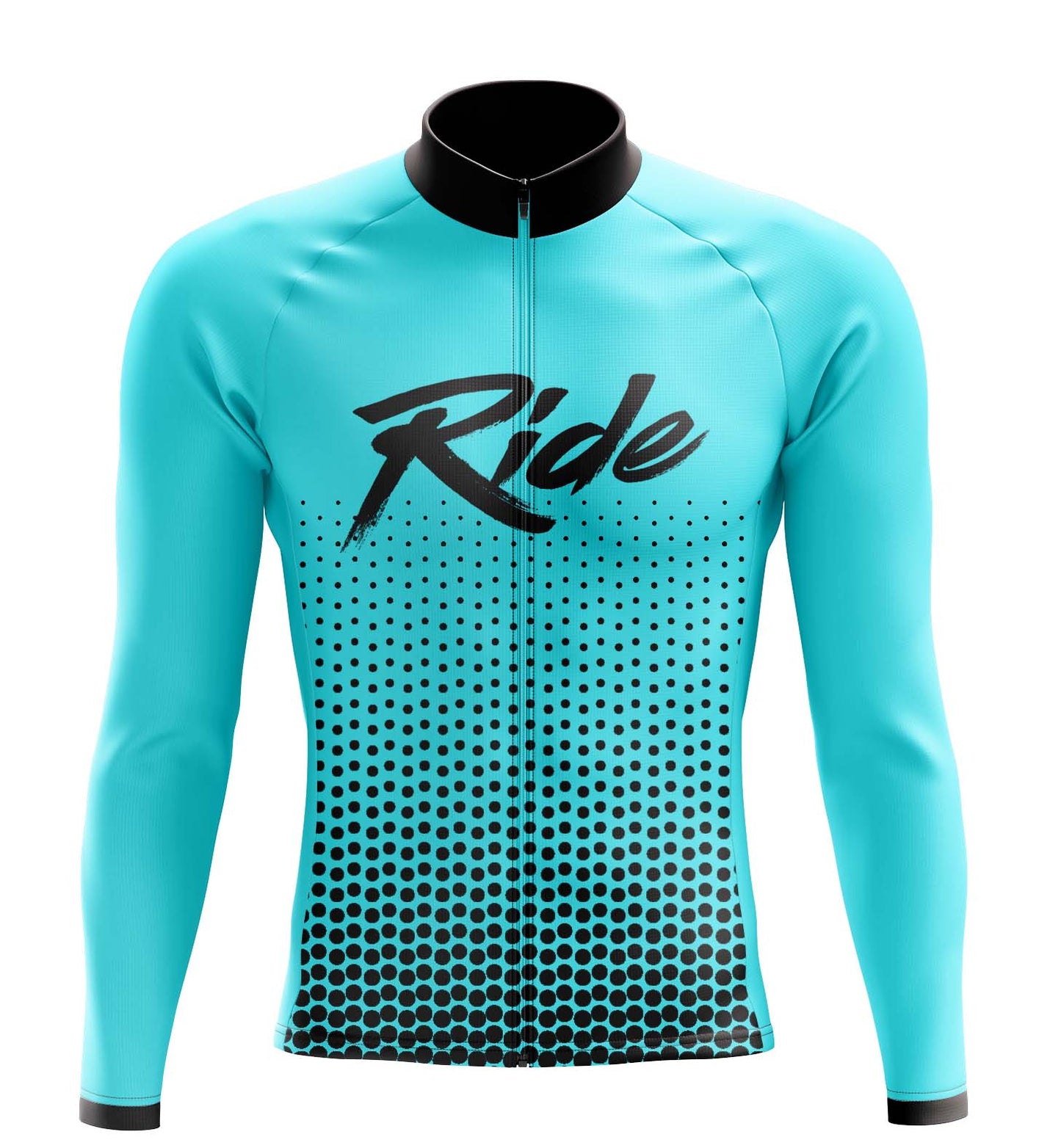 Men's Aqua Blue Ride Long Sleeve Cycling Jersey