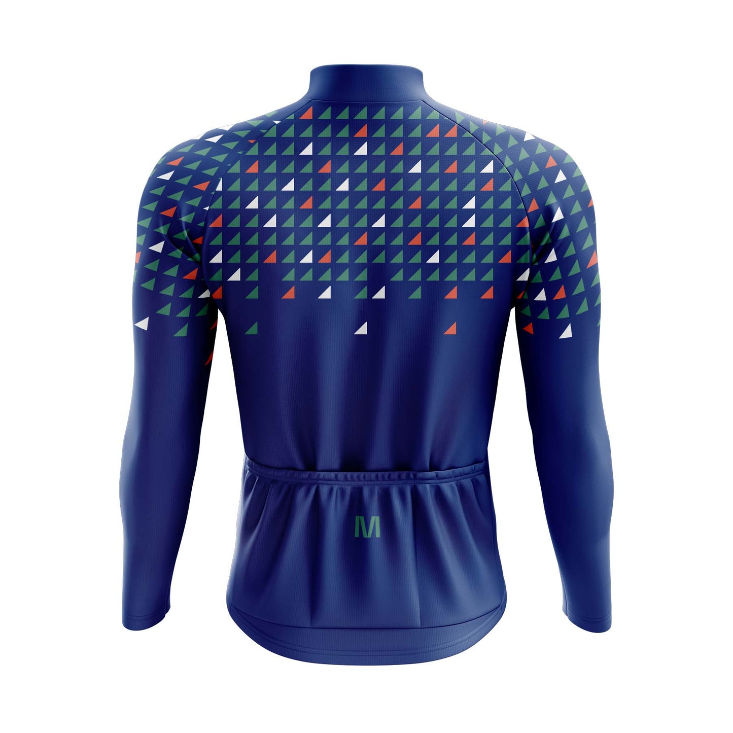 Men's Blue Triangles Long Sleeve Cycling Jersey