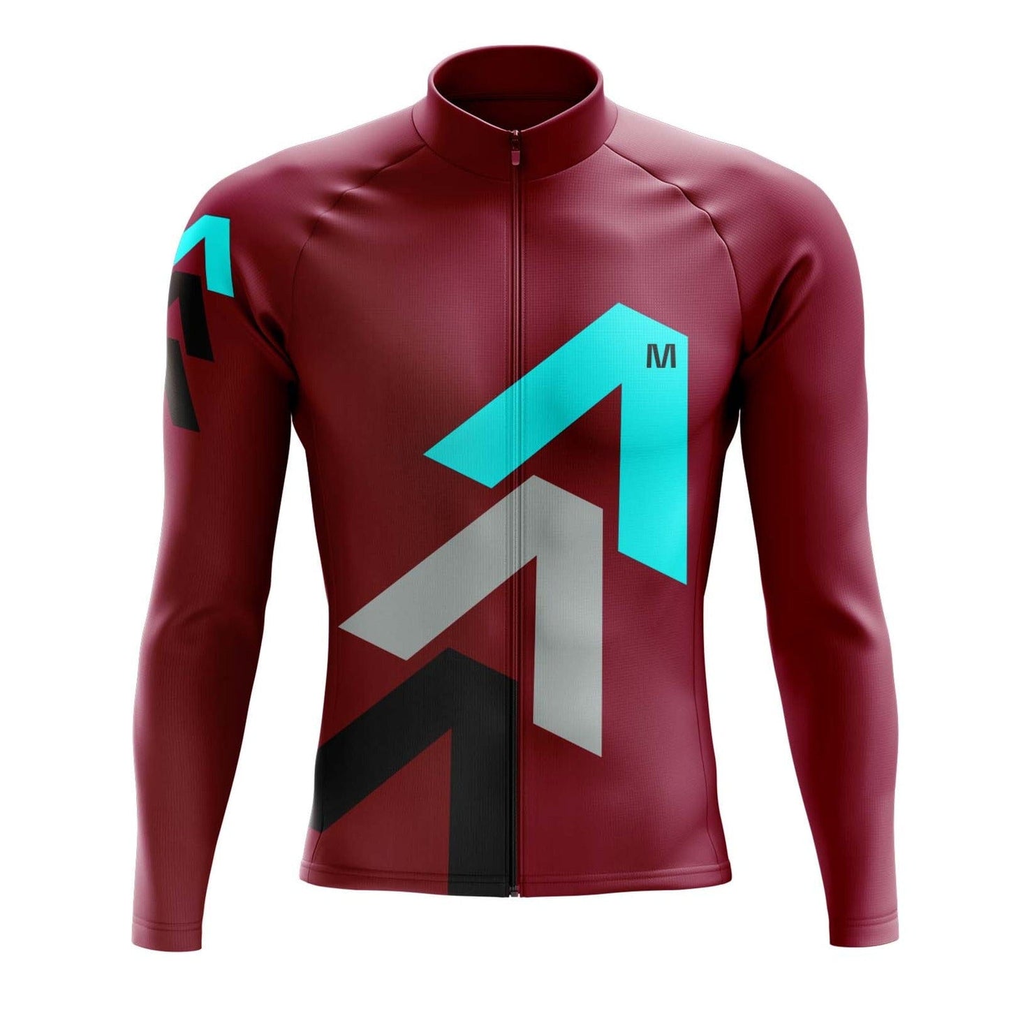 Men's Burgundy Arrows Long Sleeve Cycling Jersey