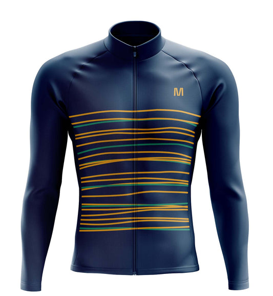 Men's Dark Blue Long Sleeve Cycling Jersey
