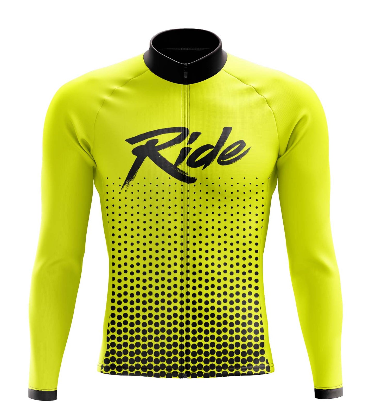 Men's Yellow Ride Long Sleeve Cycling Jersey