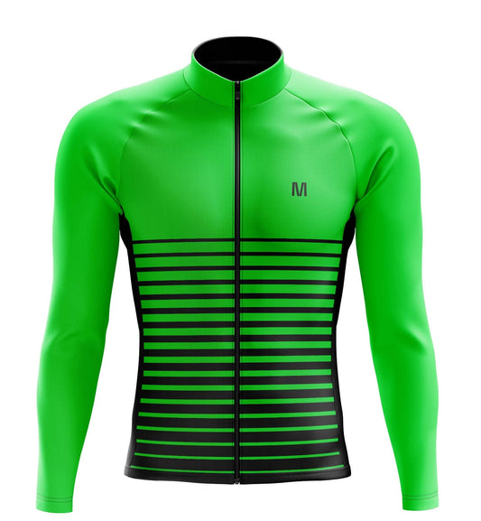 Men's Green Neon Long Sleeve Cycling Jersey