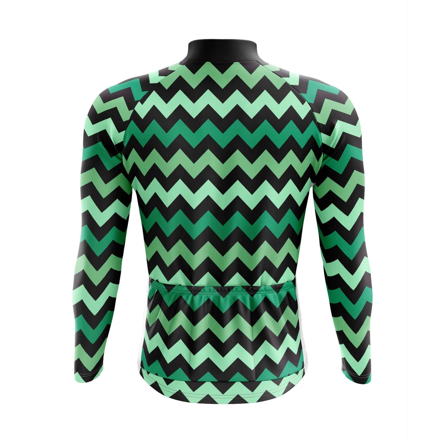 Men's Green Zig Zag Long Sleeve Cycling Jersey