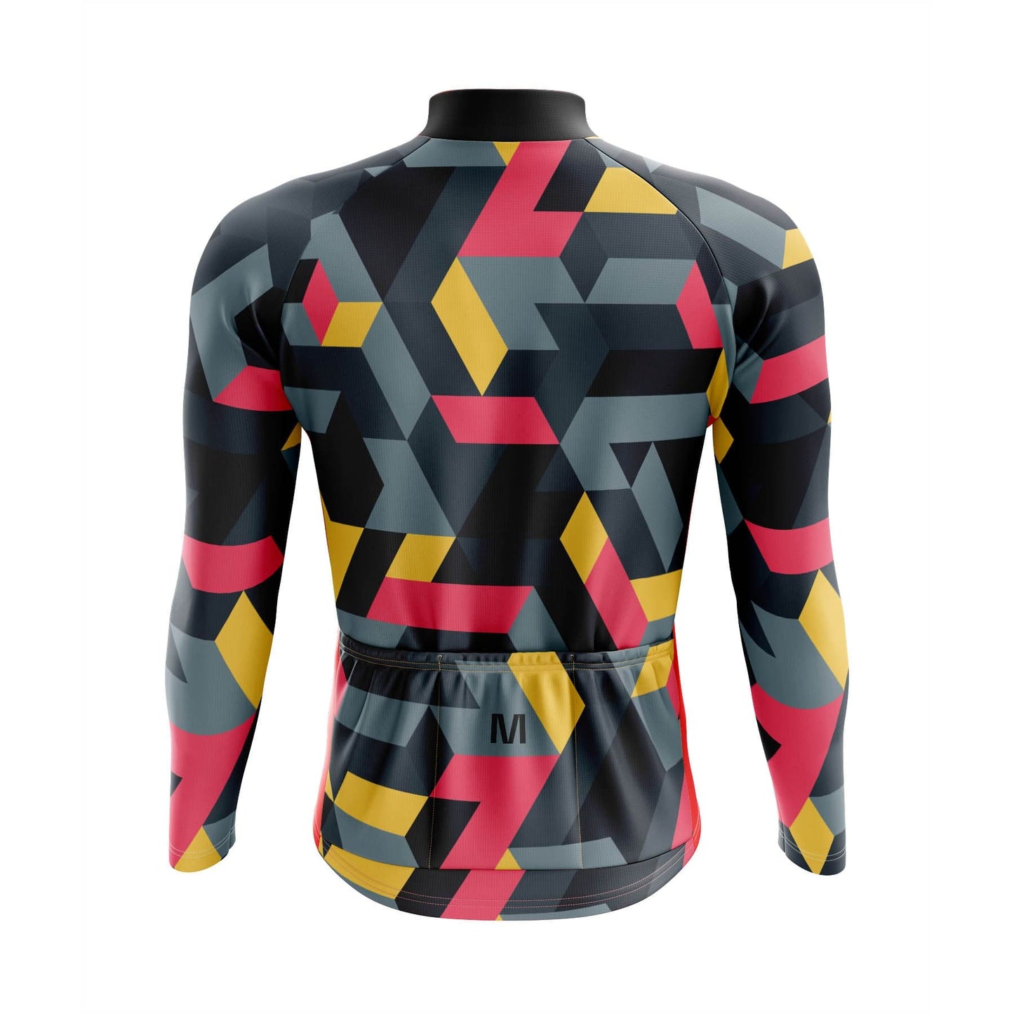 Men's Grey Geo Long Sleeve Cycling Jersey