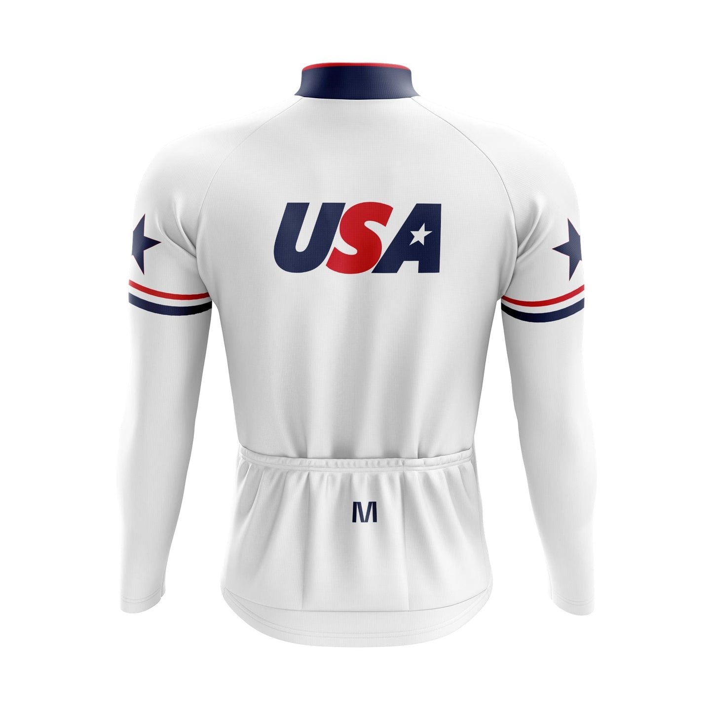 USA White Long Sleeve Cycling Jersey