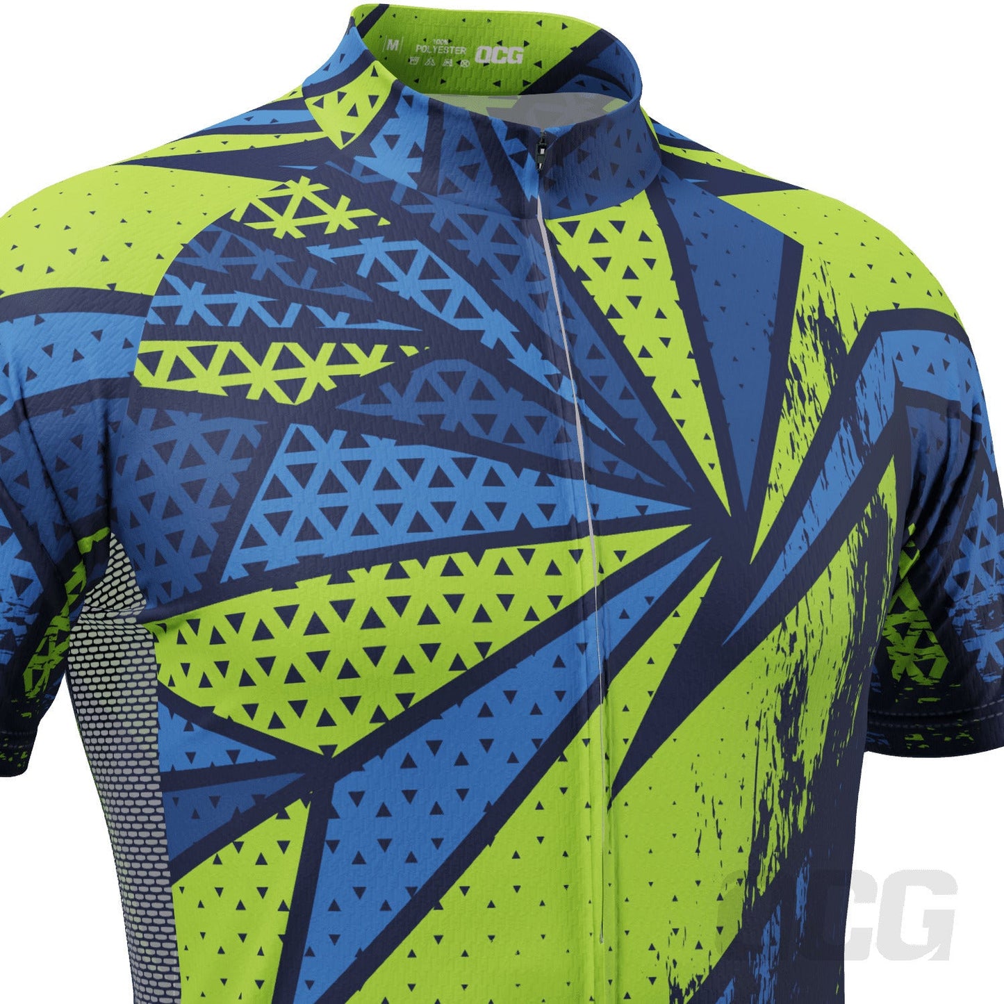 Men's Green Lightning Logo Delete Short Sleeve Cycling Jersey