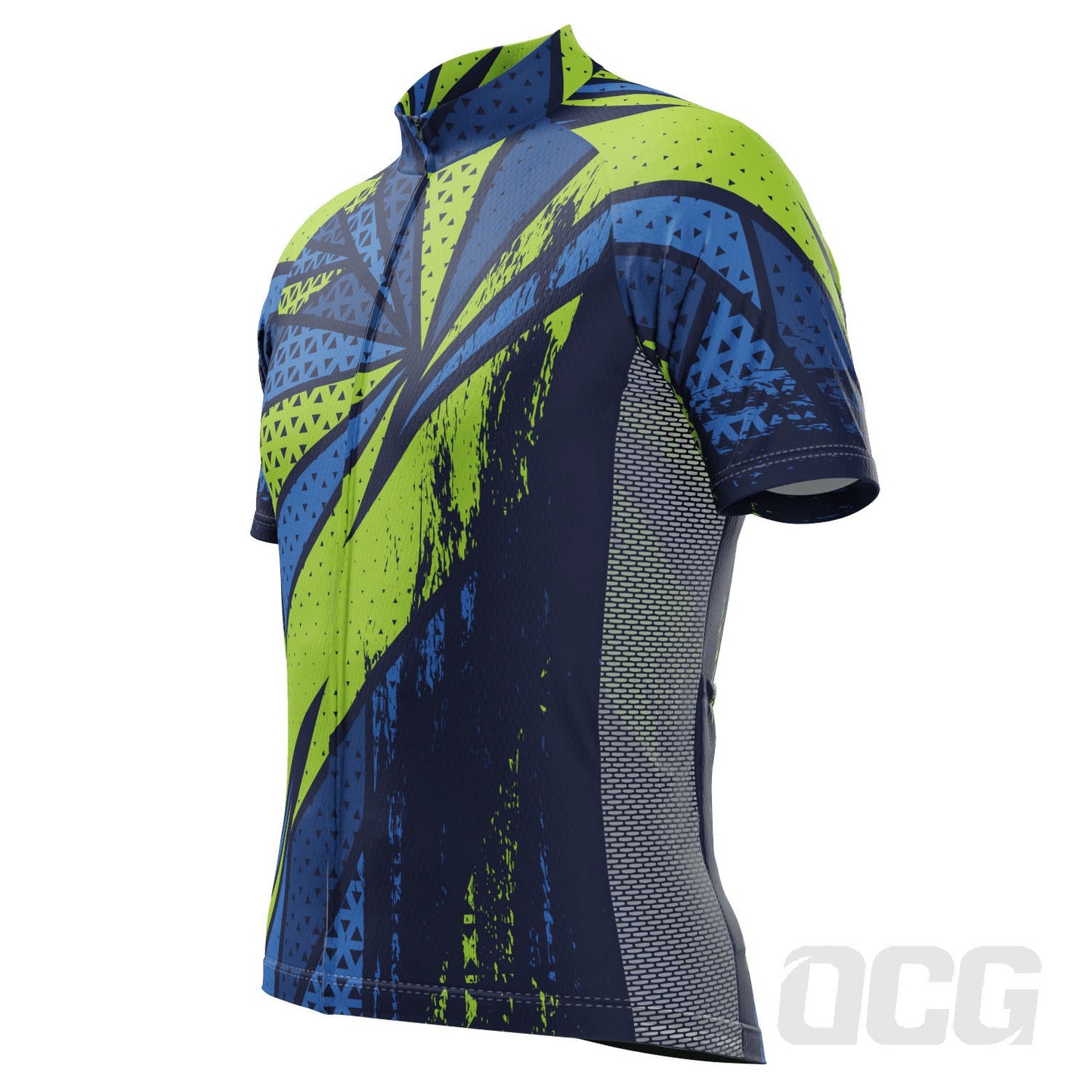Men's Green Lightning Logo Delete Short Sleeve Cycling Jersey